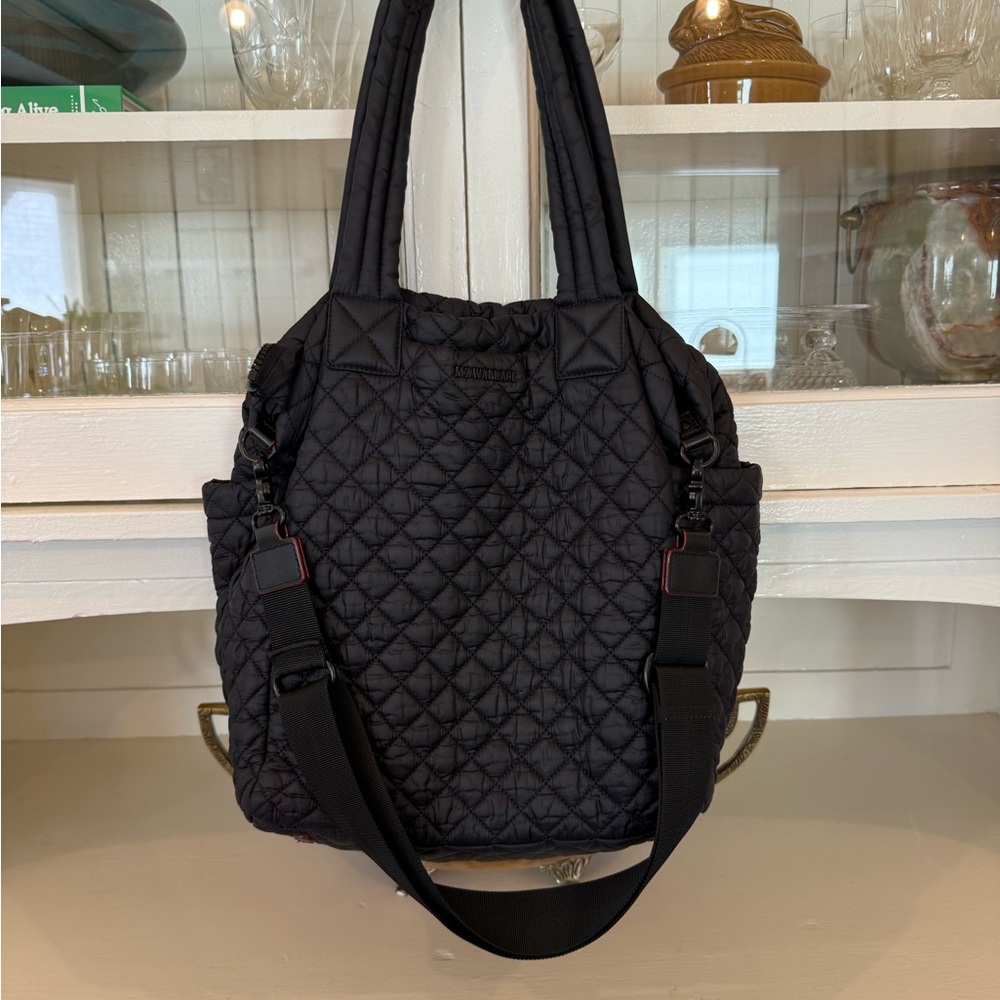 MZ Wallace Quilted Black Tote with Adjustable Strap